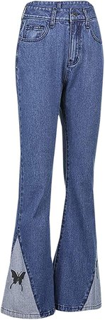 Women Y2K Tie Dye Print Pants Casual High Waist Flare Trousers Wide Leg Vintage Sweatpants 90s Streetwear at Amazon Women’s Clothing store
