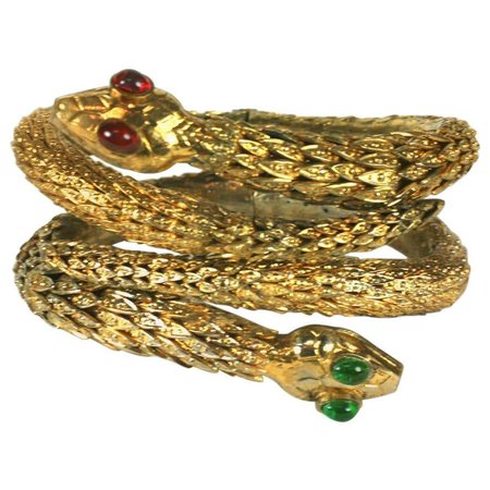 Rare Pair of Chanel Haute Couture Snake Bangles, Maison Goossens For Sale at 1stDibs