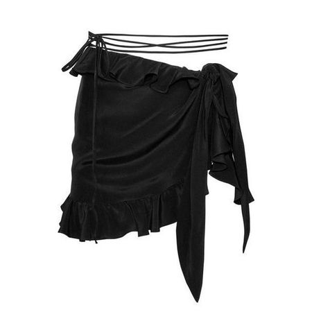 Wrap On Ruffle Black Skirt
