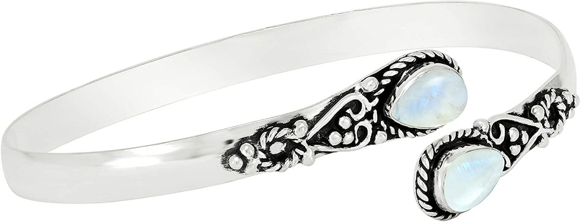 Amazon.com: Moonstone Bangle for Women Mom Wife 925 Silver Overlay Handmade Vintage Boho Style Jewelry: Jewelry