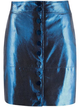 Pinko metallic snakeskin effect skirt blue 1G15UHY6WEG15 - Farfetch