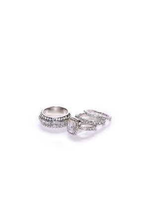 Forever Mine 4 Piece Ring Set - Silver | Fashion Nova, Jewelry | Fashion Nova