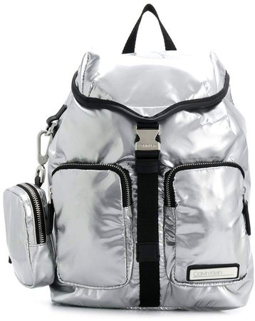 metallic multi-pocket backpack