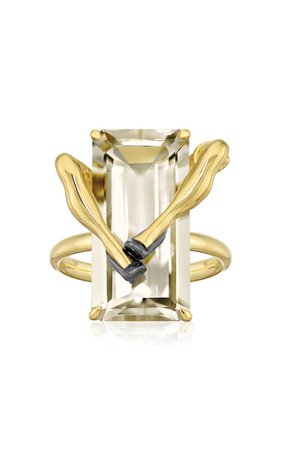 Legs 18k Yellow Gold Quartz, Diamond Ring By Sauer | Moda Operandi