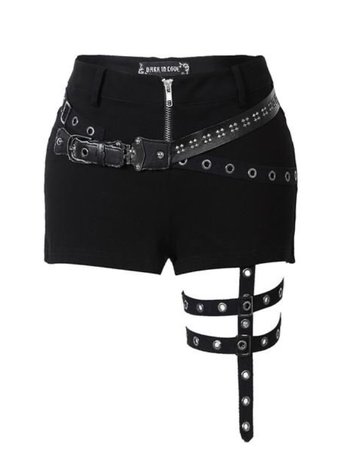 Punk Rivet Shorts with Thigh Harness