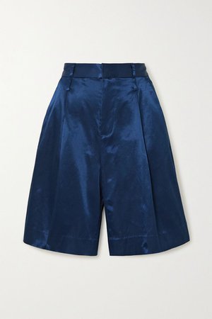 Navy Noat cotton-blend sateen shorts | STAUD | NET-A-PORTER