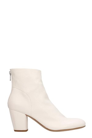 Officine Creative White Leather Julie Ankle Boots