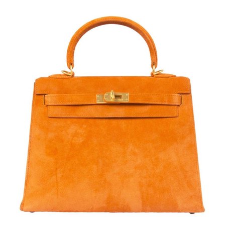 kelly orange velvet bag