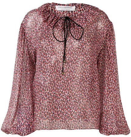leopard sheer blouse