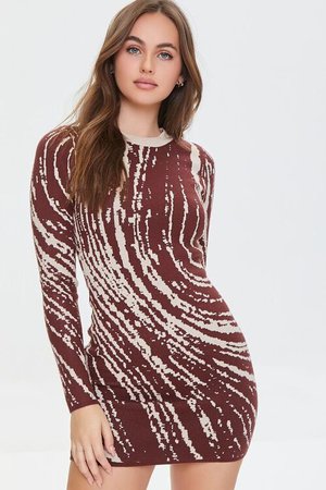 Abstract Striped Bodycon Mini Dress