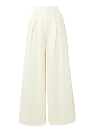 white 1 2 3 4 5 6 PEONY + NET SUSTAIN pleated linen wide-leg pants