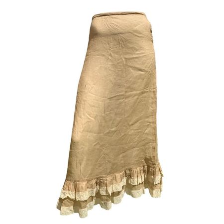Camel Women's Brown and Cream Skirt | Depop