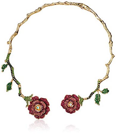 Betsey Johnson (GBG) Rose Hinged Collar Necklace, Pink, One Size: Jewelry