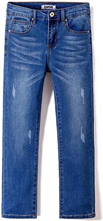 Amazon.com: Kids Boy's Girl's Unisex Classic Regular Fit Pull On Slim Straight Leg Denim Jeans Pants, Deep Blue, 10: Clothing