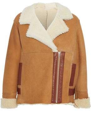 Leather-trimmed Shearling Coat