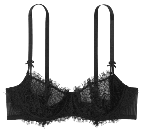 DREAM ANGELS Wicked Unlined Lace-Up Balconette Bra Push Up without Padding black lace