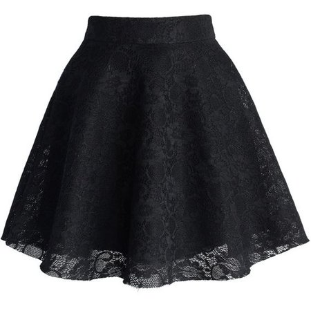 Chicwish Black Full Lace Skater Skirt