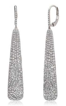 18k White Gold Mixed Shapedd Diamond Paddle Earrings By Martin Katz
