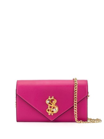 Pink Moschino Dollar Sign Wallet On Chain | Farfetch.com