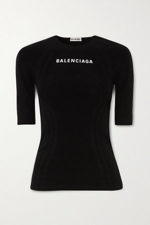 Top de jersey elástico estampado negro | Balenciaga NET-A-PORTER