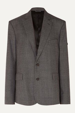 Prince Of Wales Checked Wool Blazer - Gray