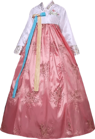 Pink and white hanbok 1