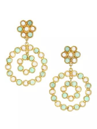Shop Sylvia Toledano Flower Candies 22K Goldplated & Multi-Stone Clip-On Drop Earrings | Saks Fifth Avenue