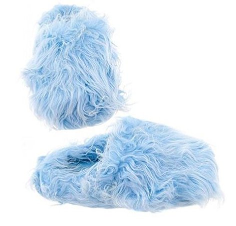 light blue fluffy slippers