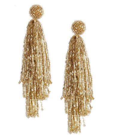 Borrowed and Blue by Southern Living Beaded Tassel Drop Statement Earrings
