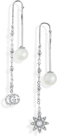 Flora Diamond & Cultured Pearl Threader Earrings