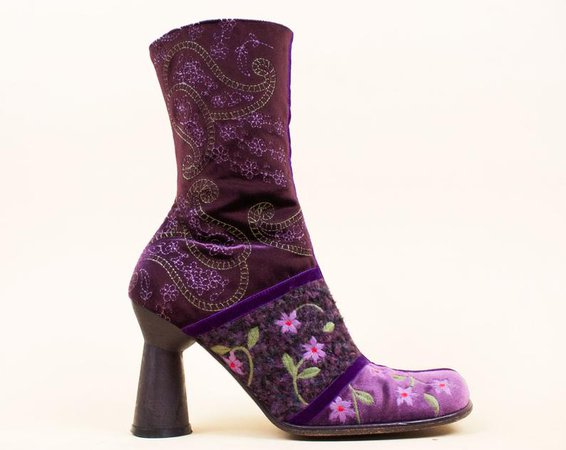 90s Vtg Purple Silk Velvet Embroidery Fairy Tale Zip Up | Etsy