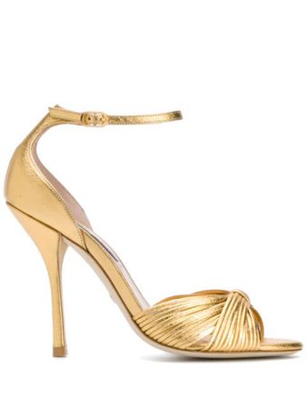 Stuart Weitzman Paulette Heeled Sandals 1L89517PAULETTE Gold | Farfetch