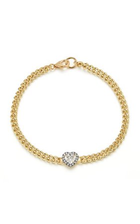 18k Yellow Gold Toujours Mon Amour Solitaire Diamond Heart Bracelet By Jemma Wynne | Moda Operandi