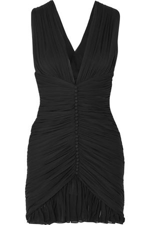 Saint Laurent | Ruched silk-chiffon mini dress | NET-A-PORTER.COM