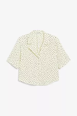Cropped shirt blouse - Black and white polka dots - Shirts & Blouses - Monki WW