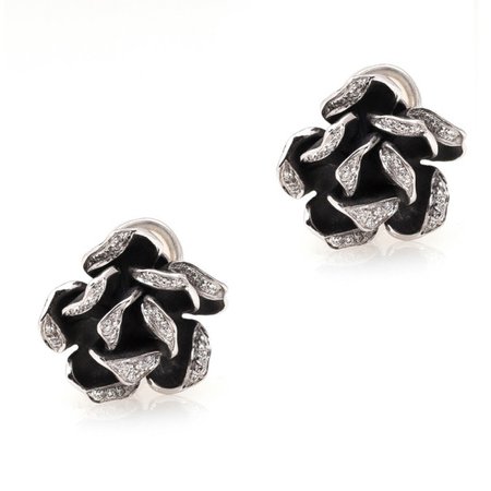 Annamaria Camilli Black Rose Diamond White Gold Earrings
