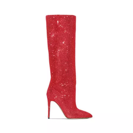 Red LIRID Diamante Stiletto Heel Knee High Boots | i The Label – ithelabel.com