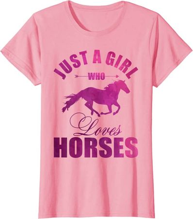 Amazon.com: Just A Girl Who Loves Horses Watercolor Horse T-Shirt : Clothing, Shoes & Jewelry