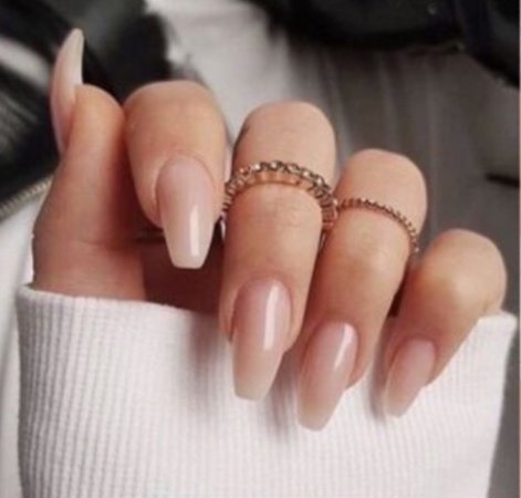 nude coffin shape nails