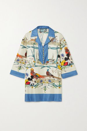 Ivory + Disney printed silk-twill blouse | Gucci | NET-A-PORTER