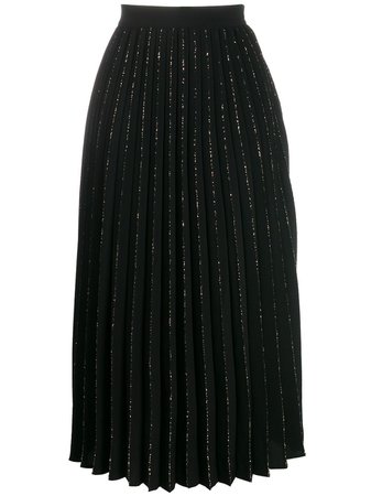 Black Sandro Paris Pleated Midi Skirt | Farfetch.com