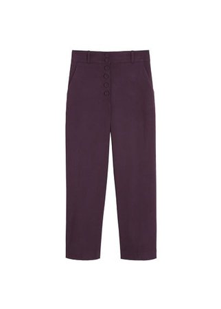 MANGO Buttoned soft fabric trousers
