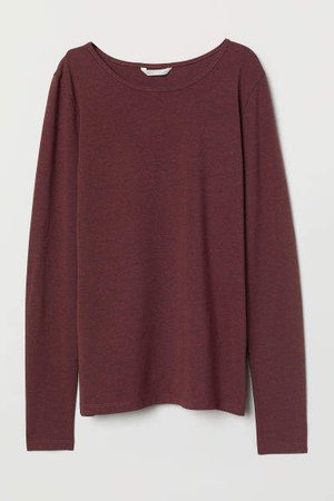 Long-sleeved Jersey Top - Red
