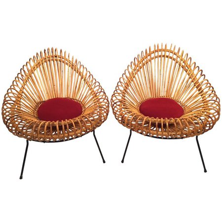 Pair of Janine Abraham and Dirk Jan Rol Basketware Lounge Chairs For Sale at 1stdibs
