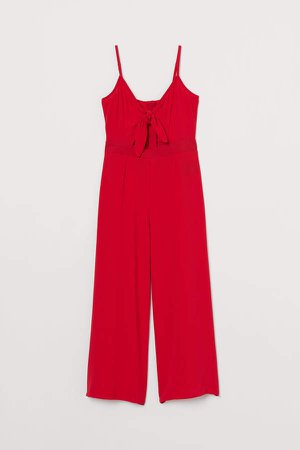 Ankle-length Jumpsuit - Red