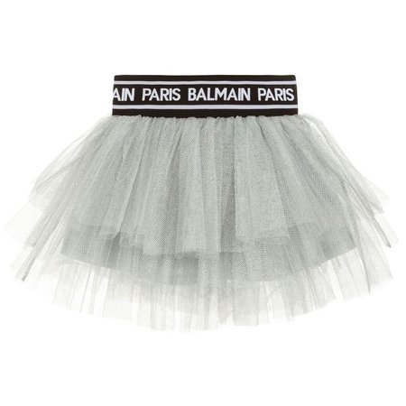 Girls silver tutu skirt by luxury brand Balmain