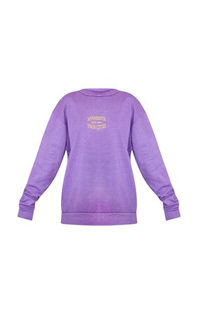 Purple Minnesota Slogan Printed Washed Sweatshirt | PrettyLittleThing