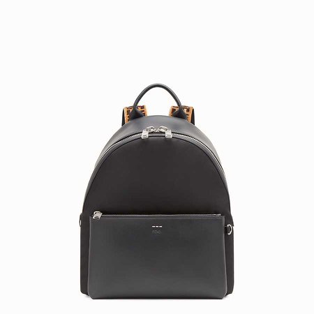 Fabric and black leather backpack - BACKPACK | Fendi