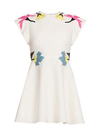 Valentino Flower-Embellished Mini-Dress