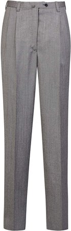 Cornelia Tailored Herringbone Wool Straight-Leg Pants